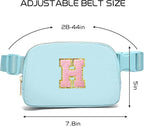 Gitus Gifts for 7 8 9 10 11 Year Old Girls Belt Bag Fanny Pack Crossbody Bags with Initial Letter Patch Birthday Gifts for Daughter Sister Friends Teen girls (Icing Blue-H)