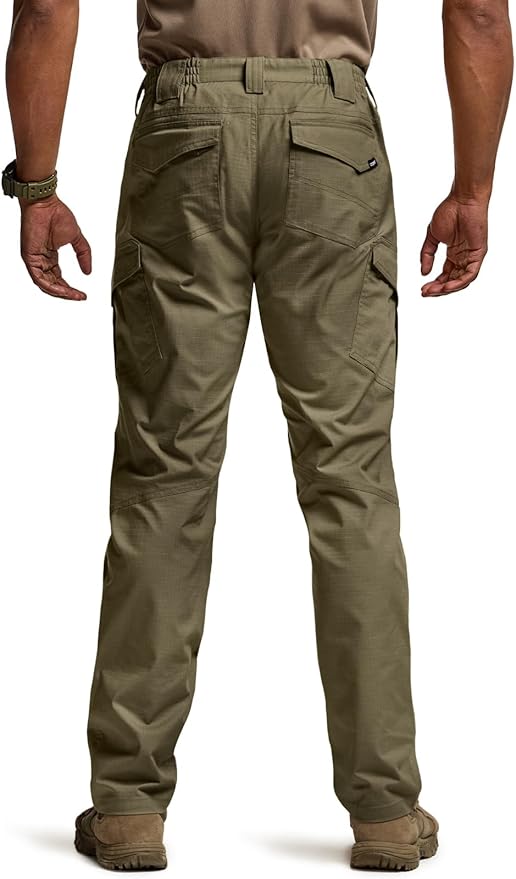 CQR Men's Flex Ripstop Tactical Pants, Water Resistant Stretch Cargo Pants, Lightweight EDC Hiking Work Pants