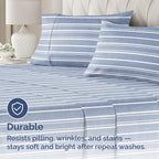 CGK Unlimited King Size Pillow Cases Set of 4 - Soft, Premium Quality Microfiber Pillowcase Covers - 20x40, 20x36 & 20x48 Pillows for Sleeping - Blue Stripes 3