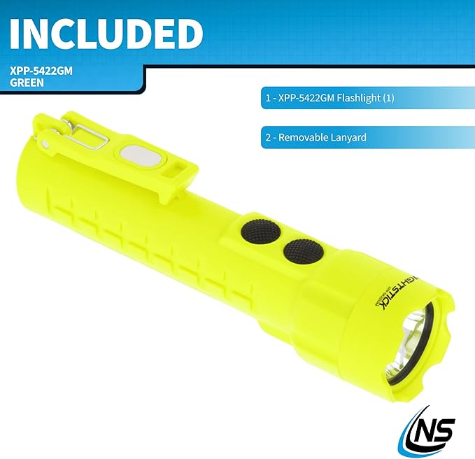 Nightstick XPP-5422GM Intrinsically Safe Dual-Light Flashlight w/Magnets-3 AA (not Included) -Green-UL913, Multicolor