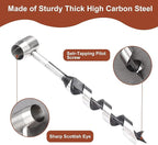 Kosibate Bushcraft Gear, Hand Auger Wrench for Easy Wood Drilling - Settlers Wrench and Bushcraft Tools Perfect for Camping and Woodworking Tasks-Scotch Eye Wood Drill with Leather Case Brown.