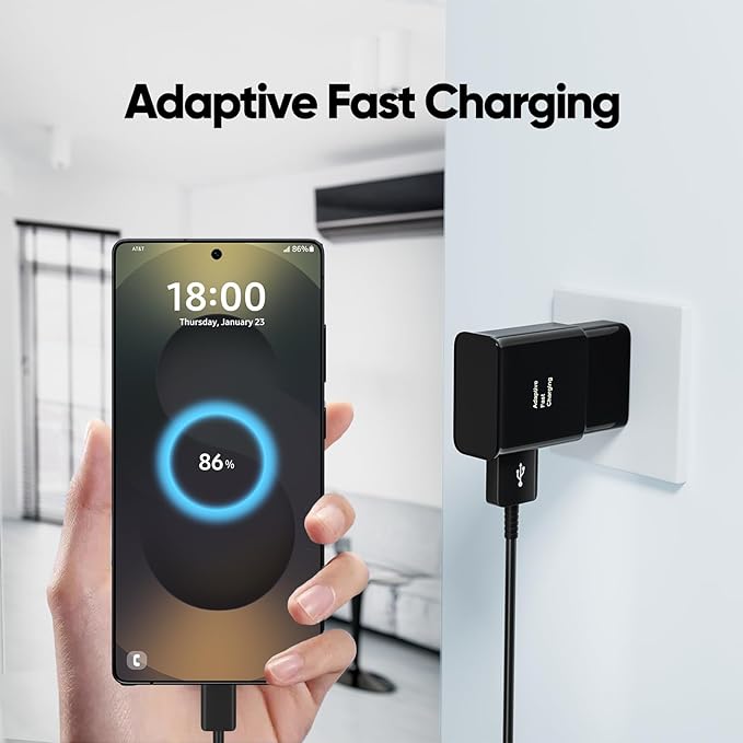 Type C Charger Fast Charging, Android Phone Charger with 8FT USB Type C Cable for Samsung Galaxy S23/S23 Ultra/S22/S21/S20/S20+/S10/S10+/S10e/S9/S9+/S8/S8Plus/Edge/Active/Note 8/9/10/20-Black