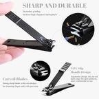High Precision Stainless Steel Nail Clippers Set - 15 Pcs Manicure Pedicure Kit With File, Sharp Scissors, and Cutter for Fingernails & Toenails - Stylish Light Gray Case