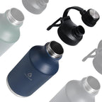 Insulated Water Bottle with Straw Lid Dustproof, 64 Oz Double Wall Stainless Steel Water Bottle for Hot and Cold Beverages, Leafproof BPA Free and Dishwasher Safe-64 Oz Navy Blue