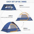 Camping Tent 4 Person, Waterproof Windproof Tent with Rainfly Easy Set up-Portable Dome Tents for Camping