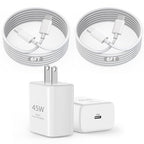 45W Charger iPhone 17 16 15 Pro Max,2Pack Super Fast USB C Charger Block Travel Plug 2Pack Long 6FT USBC to C Cable Quick Charging for Apple iPhone 17/Pro/17 Air/ 16/16 Pro/16 Plus/15/Plus/Pro/Pro Max