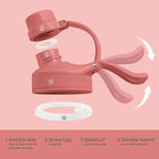 IDEUS Insulated Stainless Steel Water Bottle with 2 Leak-Proof Lids, Thermal Water Flask for Hiking Biking, 24oz, Orange