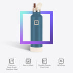 IRON °FLASK Camping & Hiking Hydration Canteens - Narrow Straw Lid & Boot - Leak Proof Vacuum Insulated Stainless Steel - Hot & Cold Double Walled Sports Water Bottle - Desert Oasis, 24 Oz