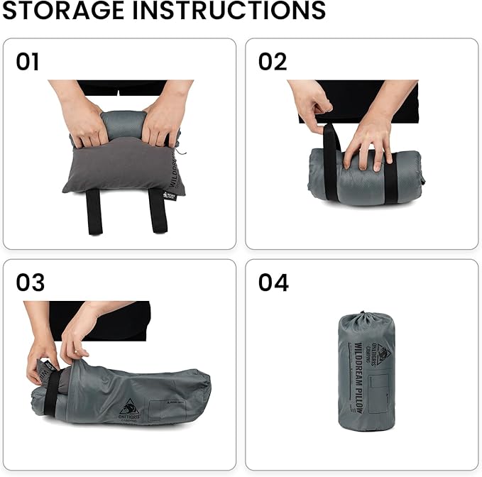 ONETIGRIS Wilddream Camping Pillow, Shredded Small Memory Foam Pillow, Compact, Easy Clean, Comfortable for Backpacking, Travel, and Car Trips, 4 Season Use