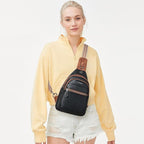 7L Sling Bag For Women Faux Leather Anti Theft Small Casual Daypack Backpack Fanny Pack Crossbody Chest Bags Purse Waterproof