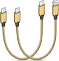 etguuds Gold USB C to USB C Cable 1ft, 2-Pack 60W USBC to USBC Cord, Type C to C Charger Cable Fast Charging for iPhone 17 16 15 Pro Max Plus Air, Samsung Galaxy S25 S24 S23, for MacBook/iPad, Pixel