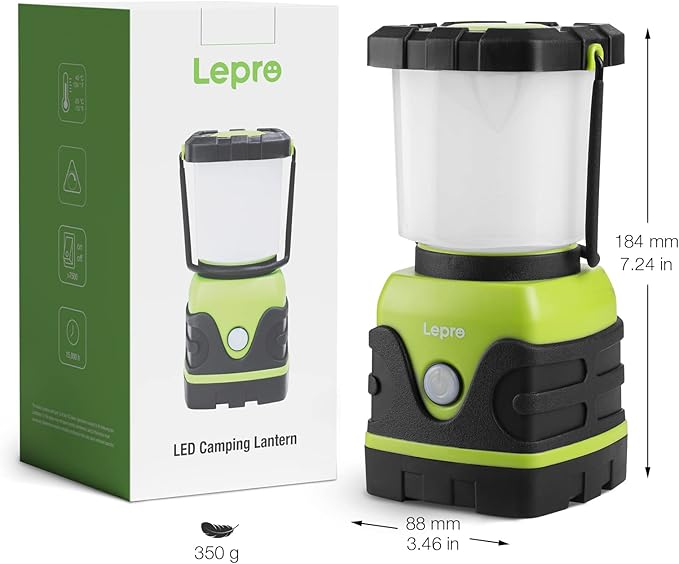 Lepro 1300LM LED Camping Lantern Rechargeable, 4 Light Modes, 3600mAh Power Bank, IPX4 Waterproof, Perfect Lantern Flashlight for Hurricane Emergency, Hiking, Home and More, USB Cable Included