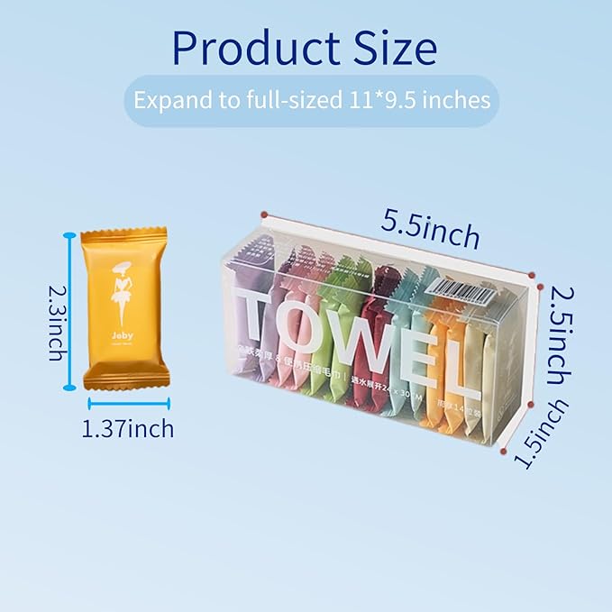 Disposable Compressed Towels, Portable Compressed Towel Tablets, 56Pcs Travel Wash Cloth, Thicker Super Absorbent Wash Cloths for Travel, Face Towel Ideal for Outdoor Camping Hiking (56Pcs)