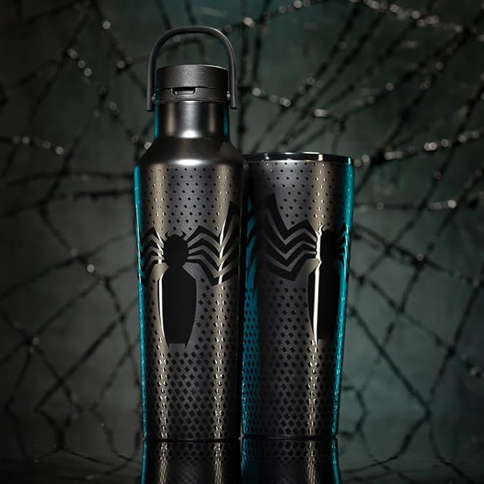 Corkcicle Marvel Sport Canteen - Insulated Stainless Steel Water Bottle - Compact & Travel-Friendly - Durable - Dishwasher Safe - BPA Free - Wide Mouth - Non-Slip Silicone Base - 20 oz - Venom