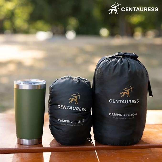 Small Backpacking Camping Pillow | Camp Pillow w/Machine-Washable Cover | Packable Travel Pillow w/Pouch + Strap | Hammock Pillow | Hiking Pillow | Camping Gear & Accessories