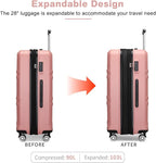 Kono 28 Inch Luggage Expandable Suitcase Lightweight with Spinner Wheels TSA Lock Hardside Large Checked Luggage Durable Rolling Suitcase Nude/Rose Pink