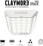 CLAYMORE 3Face Mini (Light Gray) - Lightweight and Portable LED Area Light for Outdoors, Camping, Tent, Emergency, and Industrial Use. Rechargeable Lantern with USB-C, Up to 60 Hours Battery Life.