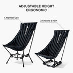 High Back Camping Chairs Inflatable Portable Camping Chair Lightweight Compact Folding Chairs with Carry Bag for Outdoor Backpacking Hiking Beach Lawn Fishing (Black)