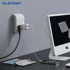 ELEGRP 6-Outlet Extender with Central Anchor, 3-Prong Grounded Wall Tab, Multiple Outlet Extender with 6 Electrical Outlets, ETL Listed, 3 Packs, White