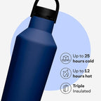 Corkcicle Sport Canteen - Keeps Drinks Cold 25 Hours - Stainless Steel Water Bottle - Triple-Insulated - Spill-Proof - Summer Drinkware Gift - Keeps Drinks Ice Cold - 32 oz - Midnight Navy