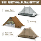 Night Cat Ultralight Tent 1 Person for Professional Backpacker Hiker 2 LBS Only Lanshan Backpacking Bivvy Ground Tent Heavy Rain Waterproof Trekking Pole Not Included