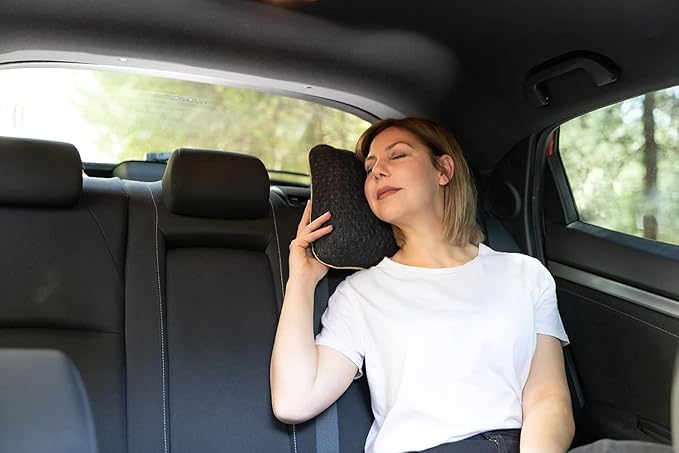 Travel & Camping Comfortable Memory Foam Pillow – Easy to Carry Portable Bag – Temperature Regulating Pillow Case (Black)