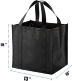 NERUB Set of 10 Reusable Grocery Bags Heavy Duty Shopping Bags Large Grocery Totes with Reinforced Bottom Super Sturdy Handles, Black