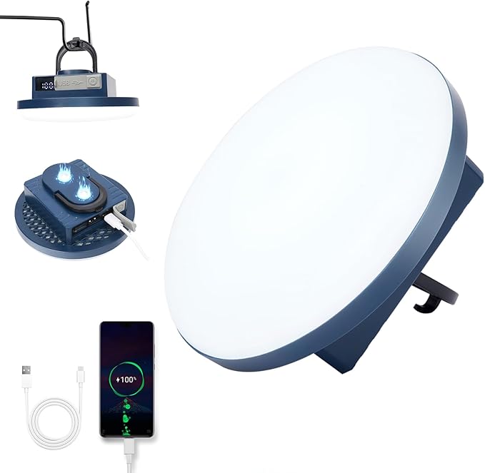 Camping Lantern Rechargeable, Camping Lights, Lanterns for Power Outages, Hanging Tent Lights with Magnet, Cordless Work Light, Waterproof Emergency Light for Home, Outdoor, Hurricane