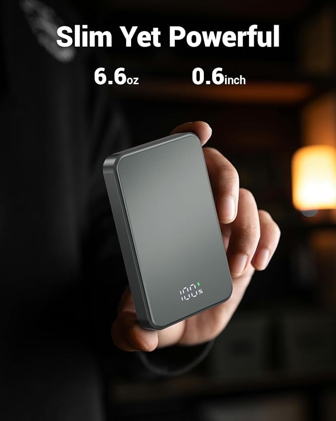 for Magsafe Portable Charger, Aluminum Alloy Small 10000mAh 20W PD Magnetic Power Bank, USB-C in&Out Wireless Battery Pack Phone Charger for iPhone 17/16/15/14/13/12 Plus Pro Max Series -Gray