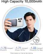 iWALK Magnetic Portable Charger, Qi2 Certified 15W Magnetic Power Bank with LED Display, 30W PD Fast Charging, 10,000mAh Battery Pack, Ergonomic Design, for iPhone 17/16/15/14/13/12 Series Gray