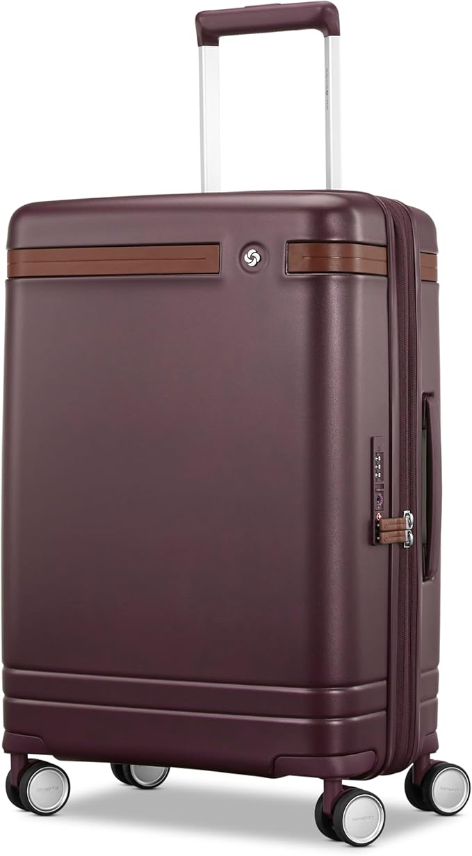 Virtuosa Hardside 21 Inch Carry On Luggage - Airline Approved with 360° Spinner Wheels, RightHeight™ Adjustable Handle - Zippered WetPak™ - TSA Lock - Expandable Light Polycarbonate Shell - Merlot