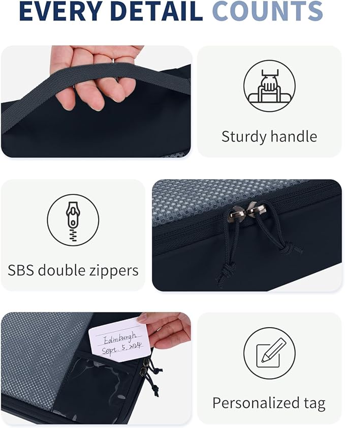 ECOHUB 4 Set /6 Set Packing Cubes for Travel Durable Suitcase Organizer Bags Set with Personalized Tag Various Sizes Travel Essentials Traveling Accessories for Luggage Machine Washable