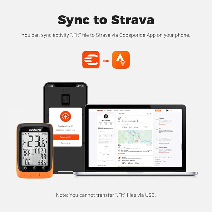 COOSPO Bike Computer Wireless GPS, Cycling Computer GPS Bike Tracker with Bluetooth/ANT+, Waterproof Bicycle Computer GPS Speedometer with Auto Backlight, 2.4 inch LCD Display