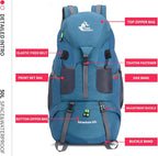 Bseash 50L Hiking Backpack, Water Resistant Lightweight Outdoor Sport Daypack Travel Bag for Camping Climbing Skiing Cycling (Blue Green - With Shoe Compartment)