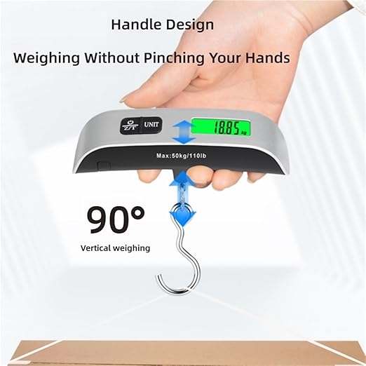 Digital Luggage Scale, 110lb/50kg Capacity, Portable Electronic Hanging Scale with LCD Display for Travel
