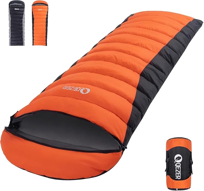 Ultralight Down Sleeping Bag for Adults - 600 Fill Power, Cold Weather, Backpacking, Camping, Hiking