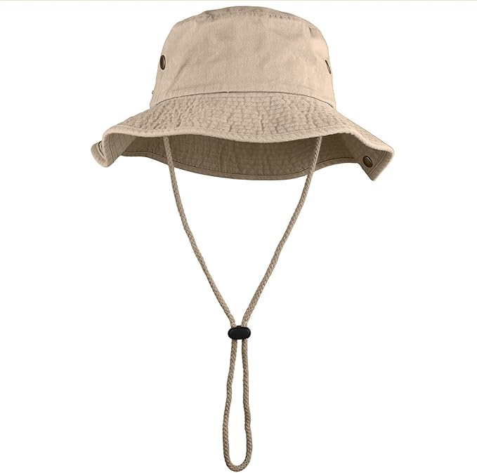 Wide Brim Hiking Fishing Safari Boonie Bucket Hats 100% Cotton UV Sun Protection for Men Women Outdoor Activities