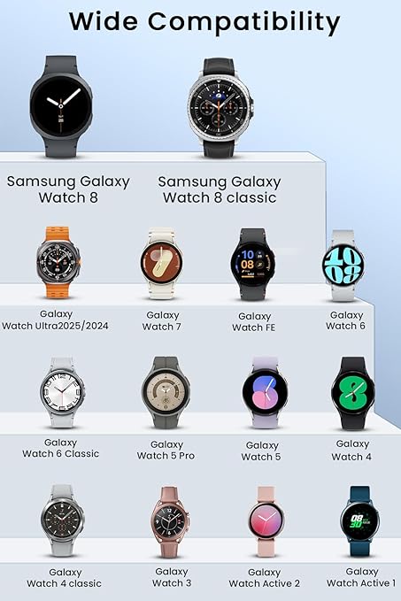 2 in 1 USB C/A Charger Compatible with Samsung Galaxy Watch 8/8 Classic /7/6/6 Classic/5 Pro/5/4/3/FE/Ultra 2025/2024/Active 1/2 Magnetic Fast Charging Cable for Samaung Galaxy Watch