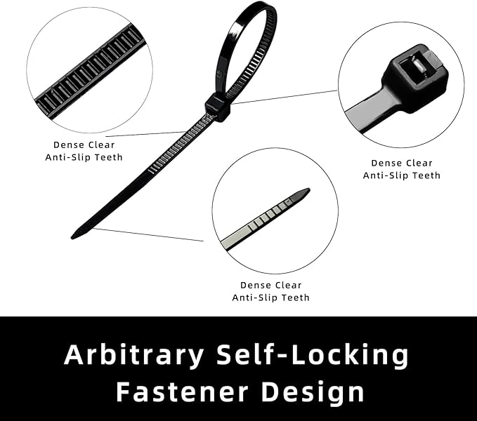 Zip Ties 8 inch, 100 Pack Heavy Duty Black Zip Ties with 80 lbs Tensile Strength, Self-Locking Nylon Cable Ties,Wire Ties for indoor and outdoor use.