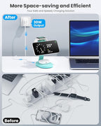 3 in 1 Wireless Charger Charging Station for iPhone,Qi2 Certified 15W Magnetic Charging Stand for Mag-Safe with 30W USB C Adapter&Friendly Night Light for iPhone 16/15/14/13/12,Apple Watch,AirPods