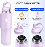 SENDESTAR 40oz Water Bottle Wide Mouth Stainless Steel Vacuum Insulated Double Wall with 2 Straw Lids Fit in Any Car Cup Holder