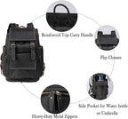 Genuine Crazy Horse Leather Backpack - Vintage Bag with Anti-Theft Design, Fits 16 Inch Laptop(5098-Gray)