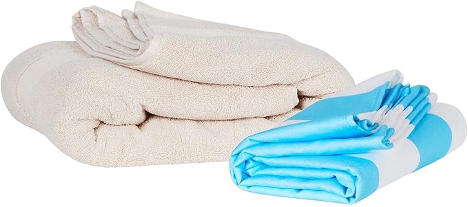 Dock & Bay Beach Towel - Quick Dry, Sand Free - Compact, Lightweight - 100% Recycled - Includes Bag - Cabana Light - Tulum Blue - Extra Large (200x90cm, 78x35)