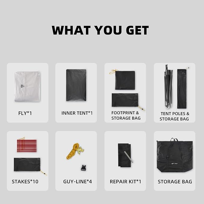 3FULGEAR Backpacking Tent, Floating Cloud 2 Easy Setup 2 Person 3/4 Season Ultralight Tents Waterproof Windproof Double Layer Lightweight Outdoor Tent for Camping, Hiking, Hunting, Survival