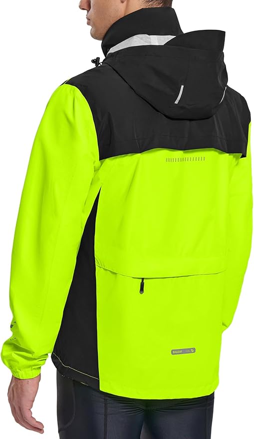 baleaf Men's Rain Jacket Waterproof Windbreaker Raincoat Running Cycling Hiking Gear Hood Lightweight Reflective Packable