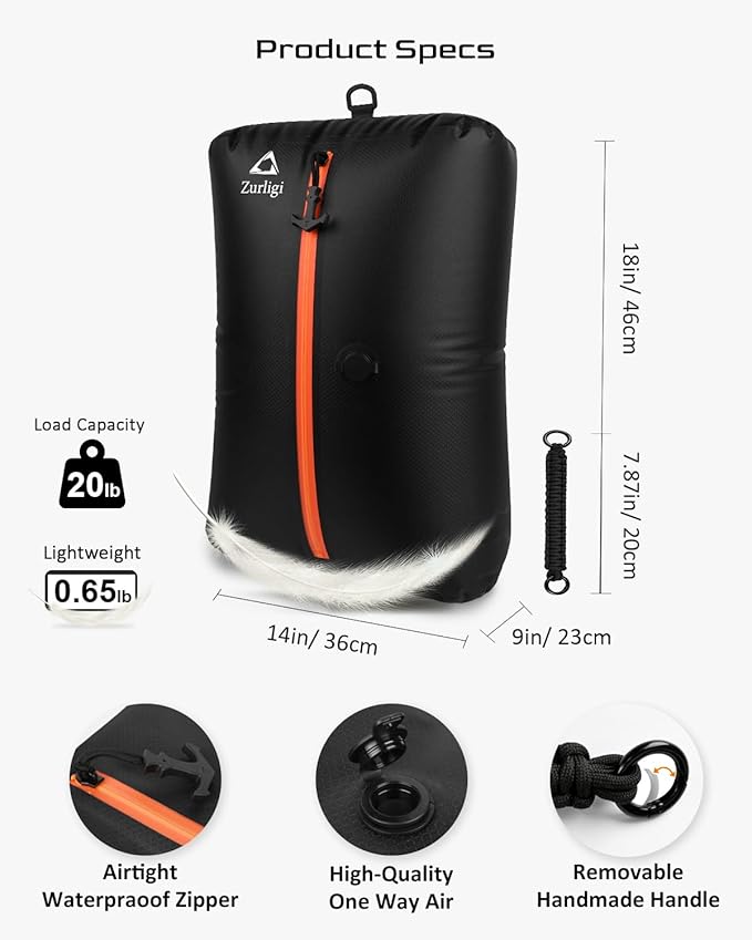 Zurligi Vacuum Compression Bags with Pump for Travel - Waterproof, Reusable, Removable Handle, Portable Travel Pack Vacuum Bag Kit for Carry On Suitcases and Backpack