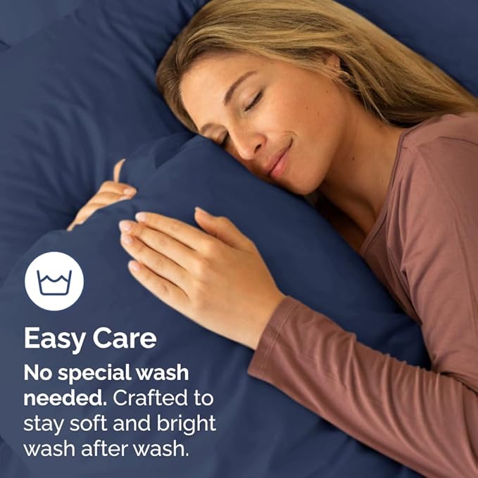 King Standard Pillow Cases Set of 2 - Soft Hotel Quality Pillowcase Covers - Comfy Bedding for Women, Men, Kids and Teens - Machine Washable Pillow Protectors - 2 Piece Set - King Standard Navy Blue