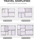 Percover Compression Packing Cubes 6-Piece Set, Packing Cubes Compression for Travel with Multi-Size Organization, Travel Organizer for Carry On & Checked Luggage, Purple
