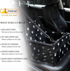 Petbobi Pet Reinforce Car Booster Seat for Dog Cat Portable and Breathable Bag with Seat Belt Dog Carrier Safety Stable for Travel Look Out,with Clip on Leash with PVC Tube, Black Paw Print