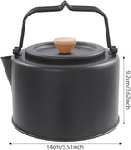 Camping Kettle, Stainless Steel Portable Coffee Tea Pot with Anti-Scald Handles, 35.2oz Capacity for Outdoor Camping Hiking Picnics (Black)